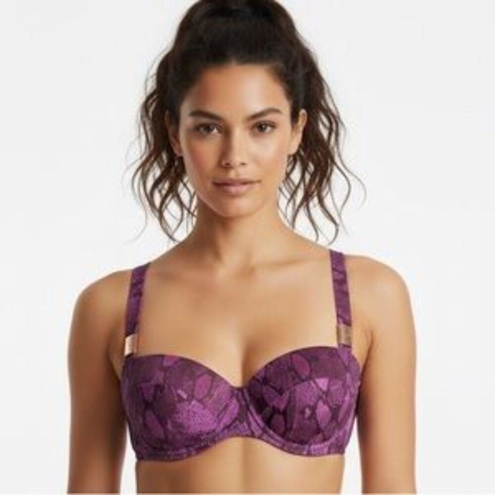 NEW Lisa Blue Purple Snake Print Balconette Bikini Top